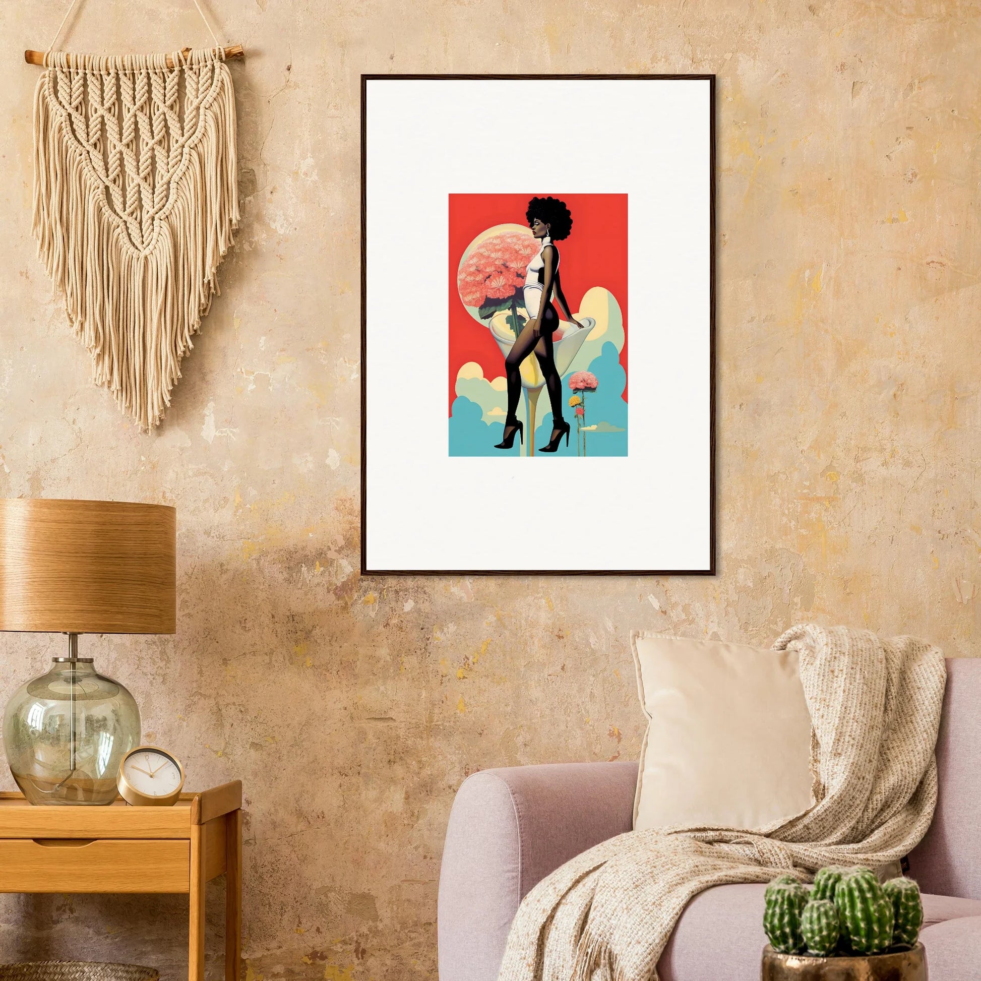 Stylized silhouette art print on colorful background, perfect for Floral Highs room decoration