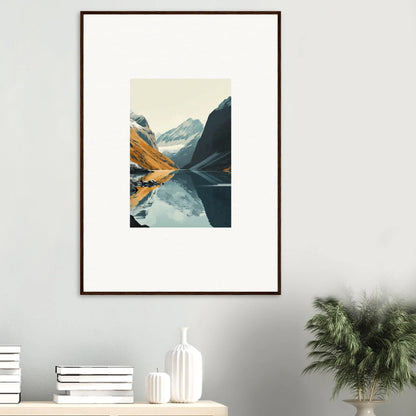 Framed landscape of a mountain lake, perfect for Glacier Harmony room decoration