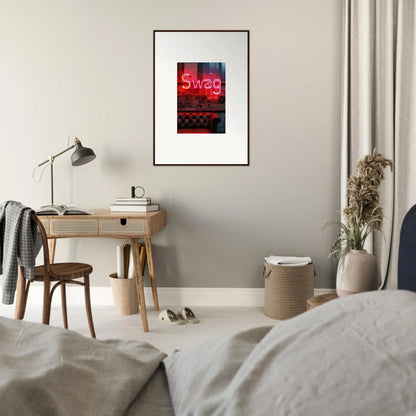 Framed red neon SWAG sign as a cool canvas print for trendy room decoration