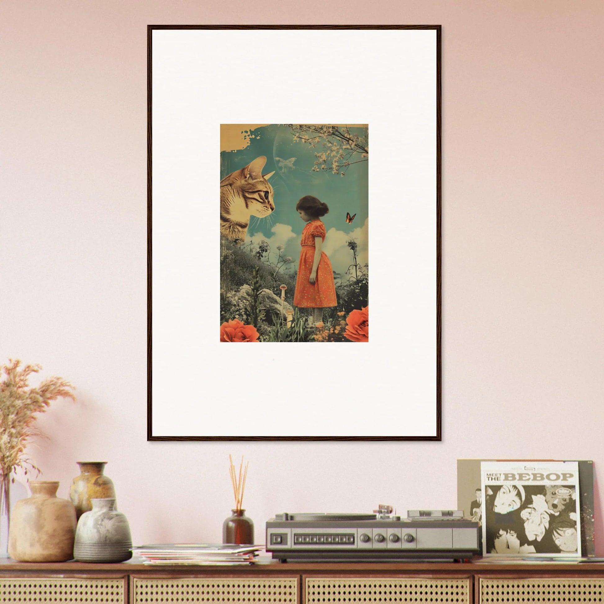 Beautiful canvas print of a person in an orange dress with nature, perfect for room decoration