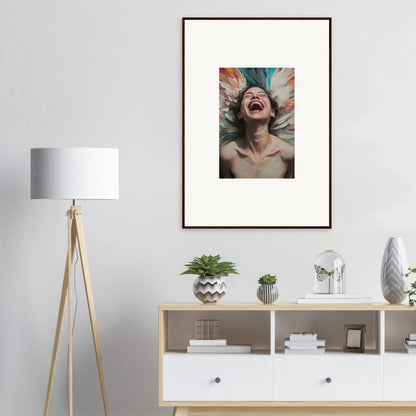 Framed portrait with colorful hair for trendy room decoration and Aura Bloom vibes