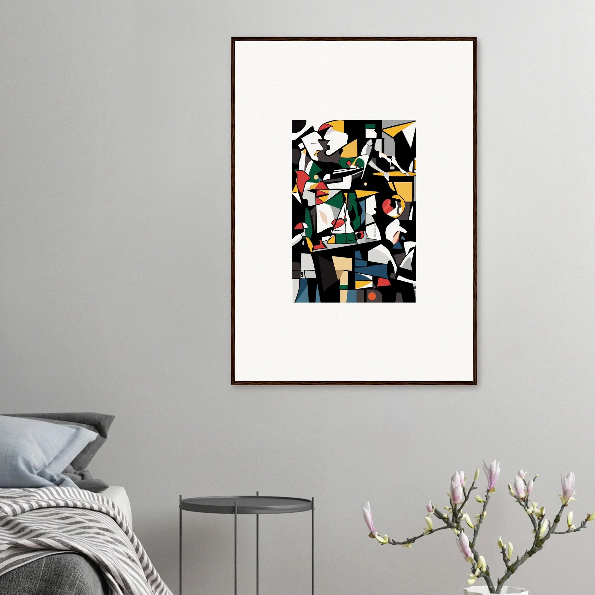 Framed canvas print of Geometric Kaleidoscopic Reverie for vibrant room decoration