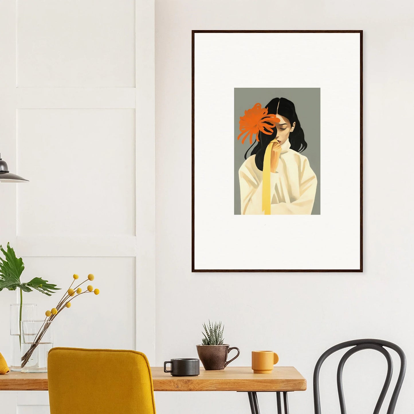 Framed canvas print of a person hiding their face, perfect for dreams eternity room decoration