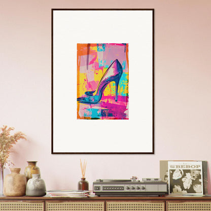 Colorful abstract painting of a high-heeled shoe for vibrant room decor and wall art