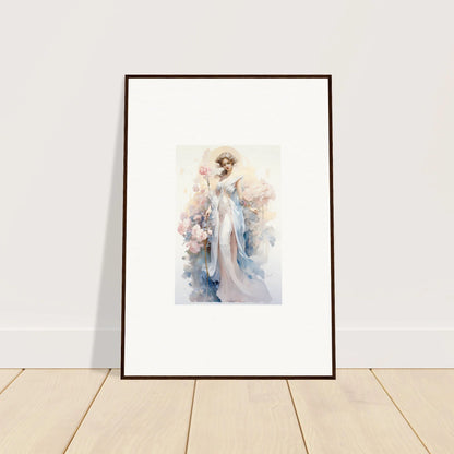 Framed watercolor of an ethereal female figure, perfect for Blossom Serenade room decoration