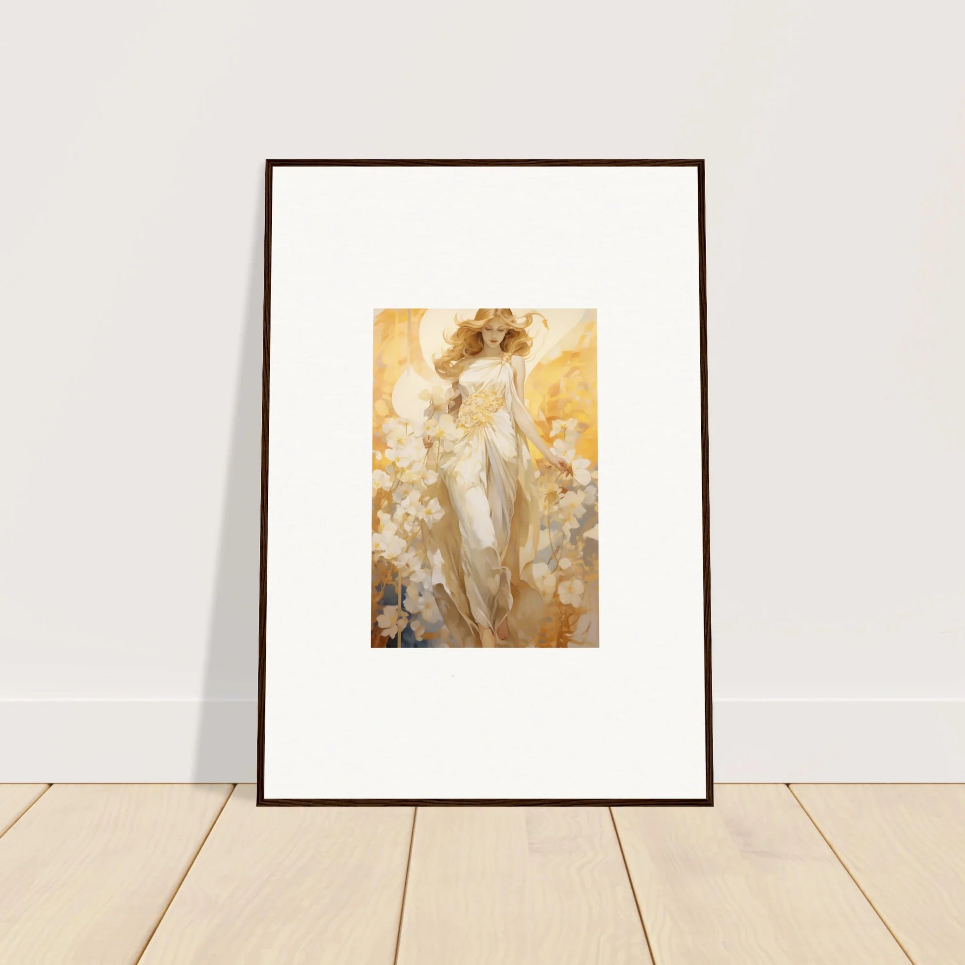 Framed canvas print of an ethereal female figure for your Blossom Reverie room decoration