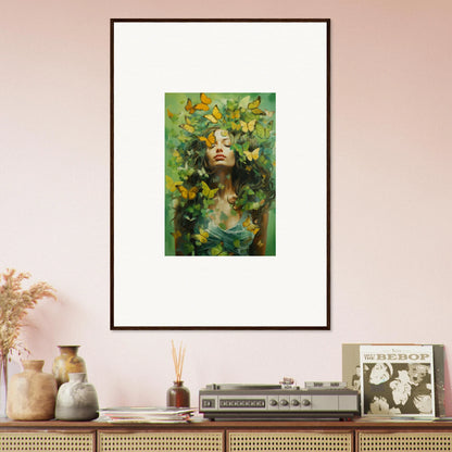 Framed canvas print of a person in vibrant yellow flowers for room decoration, Chrysalis Ecstasy