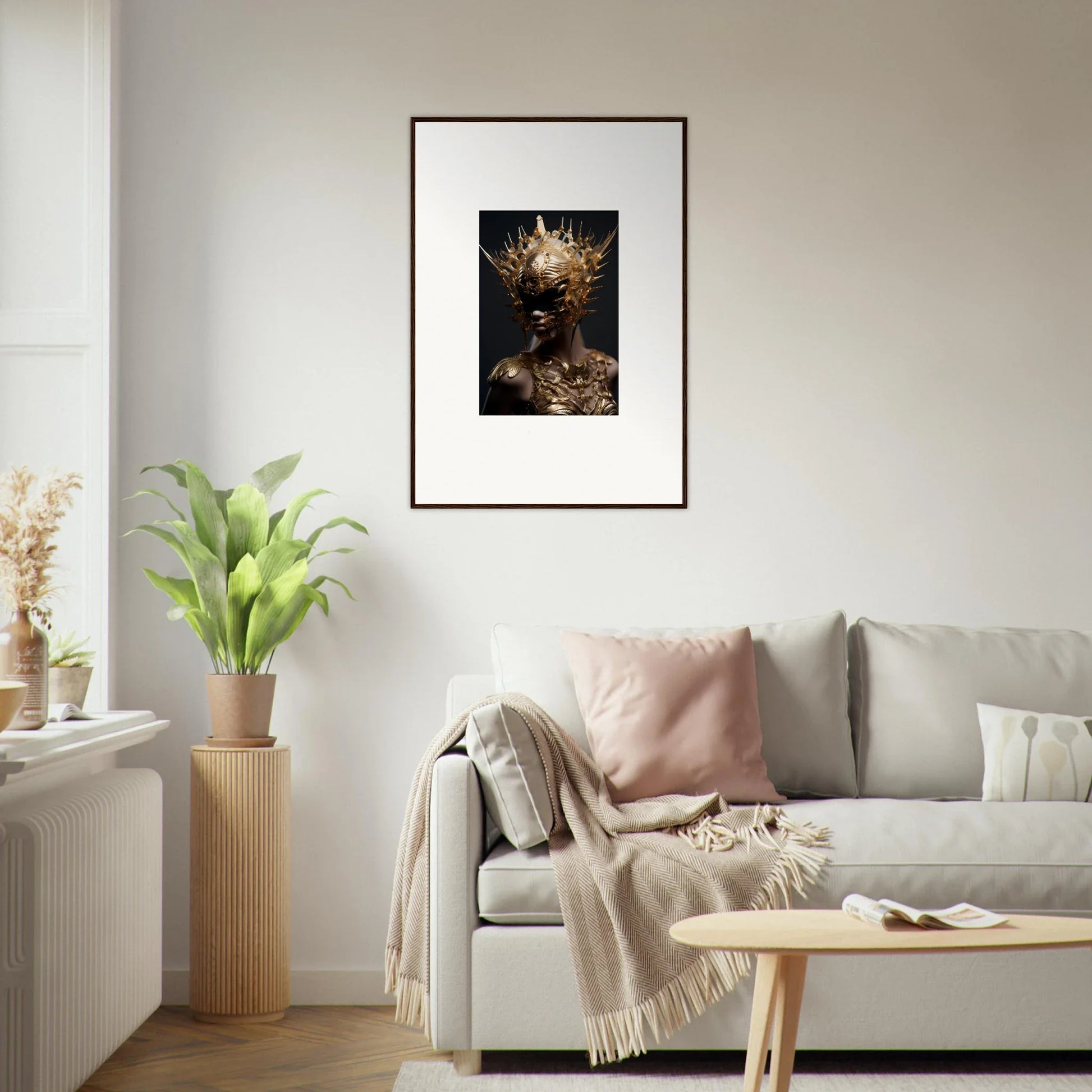 Framed canvas print of a vintage bloom floral arrangement for chic room decoration