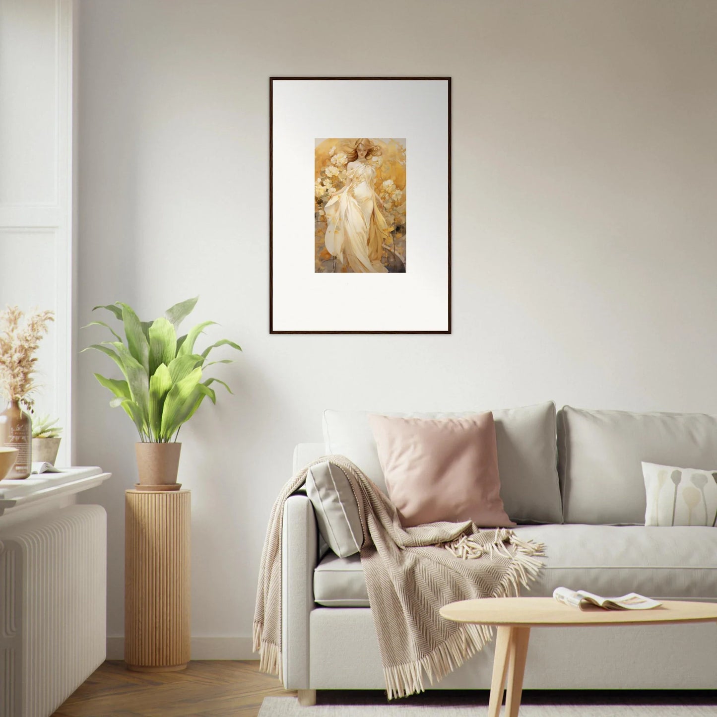 Framed canvas print of ethereal figures in warm tones, perfect for Silk Dream room decoration