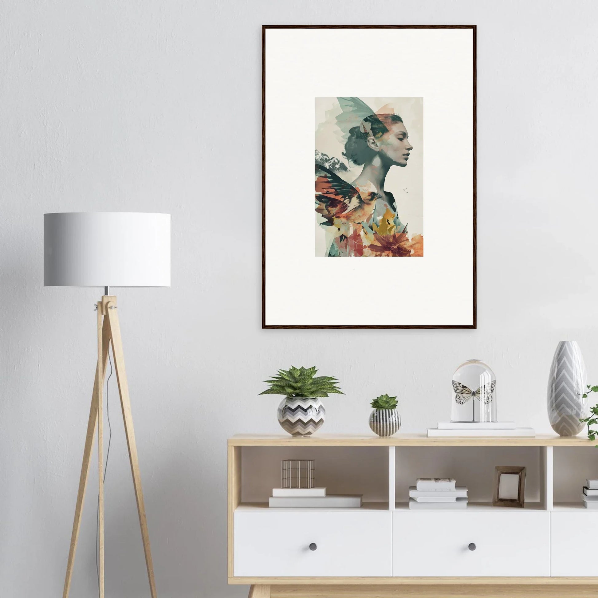 Artistic profile portrait with floral elements, perfect for room decoration in Reverie Blossom