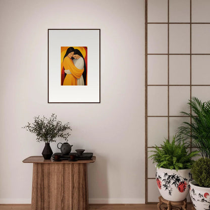 Framed canvas print of Timid Sun Nyah with vibrant orange and yellow for stylish room decoration