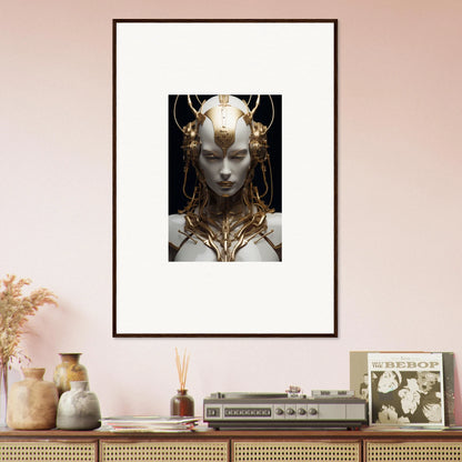 Surreal canvas print of a golden feminine figure for a stylish room decoration