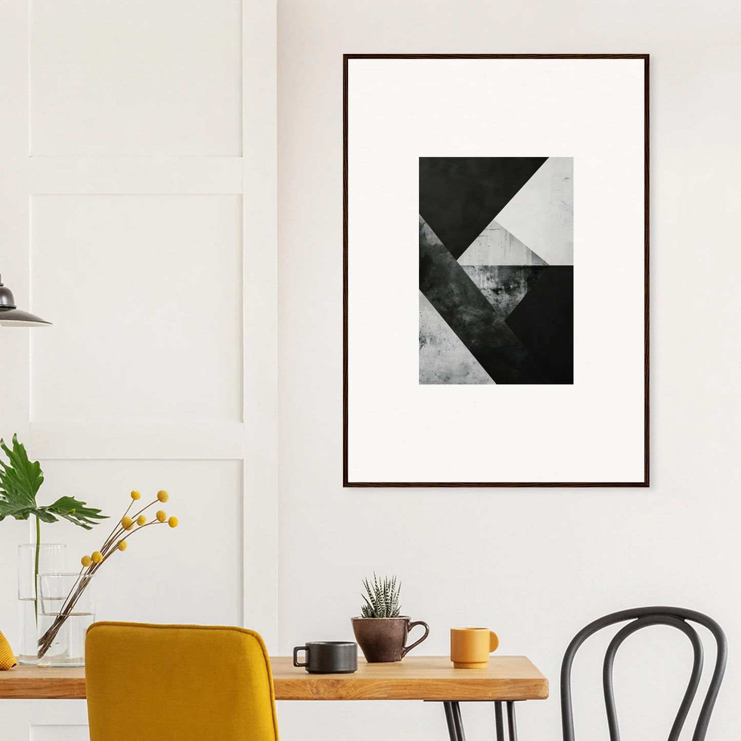 Framed black and white geometric wall art for stylish room decoration