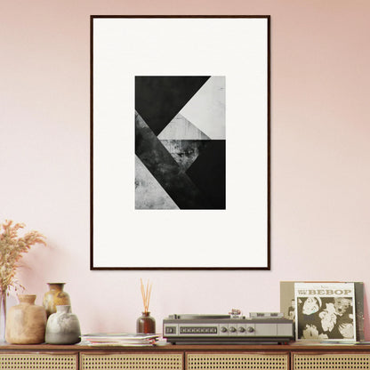 Framed black and white geometric canvas print for stylish room decoration