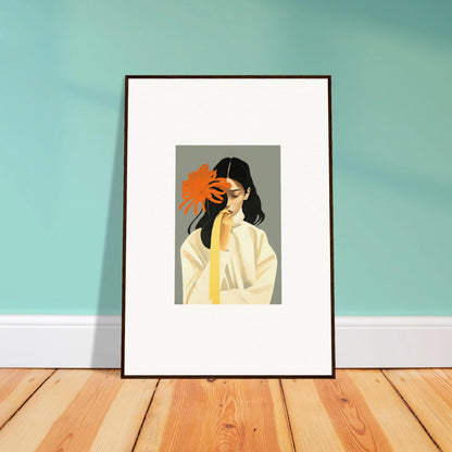 Stylized canvas print of a person holding an orange for dreamy room decoration