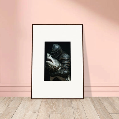 Framed black and white canvas print of a person hiding their face, perfect for room decoration