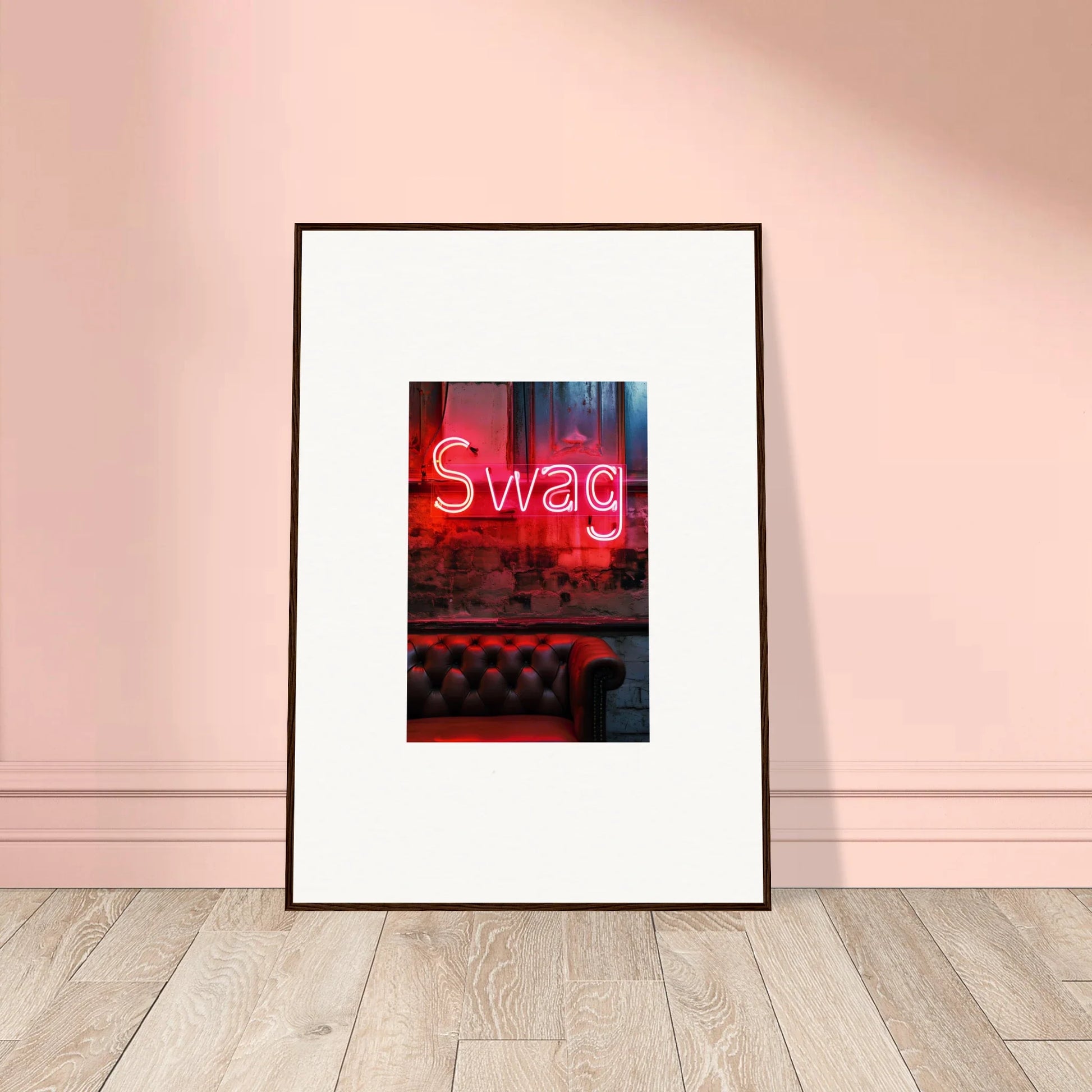 Framed glowing red Swag sign wall art perfect for trendy room decoration