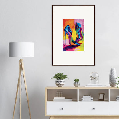 Colorful abstract painting of high-heeled eclipse shoes for cool room decoration