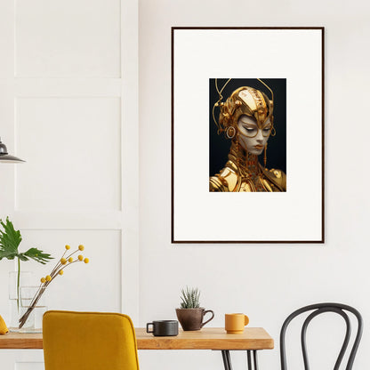 Framed canvas print of Moulin Mystique artwork with golden figure for stylish room decoration