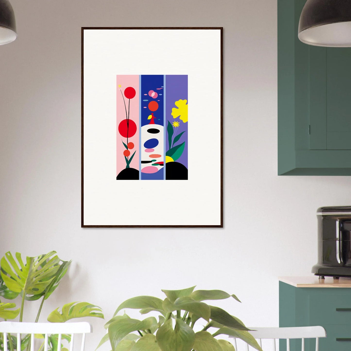 Framed Abstract Artwork with Colorful Shapes for Huescape Bloom Room Decoration Canvas Print