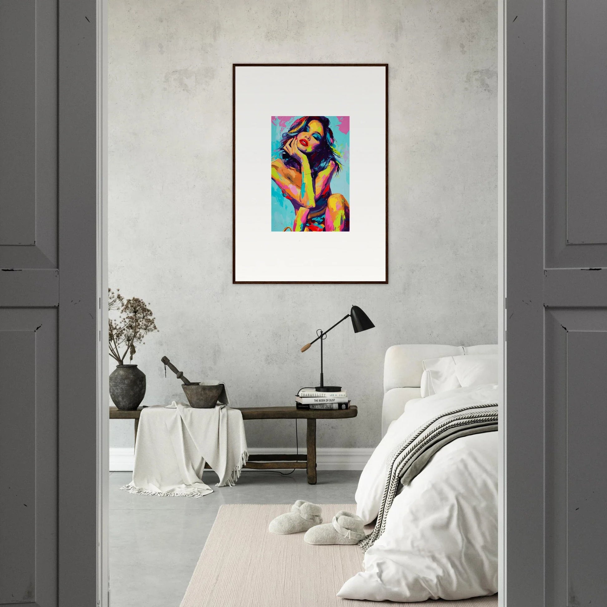 Colorful abstract portrait of a woman for trendy room decoration as a canvas print