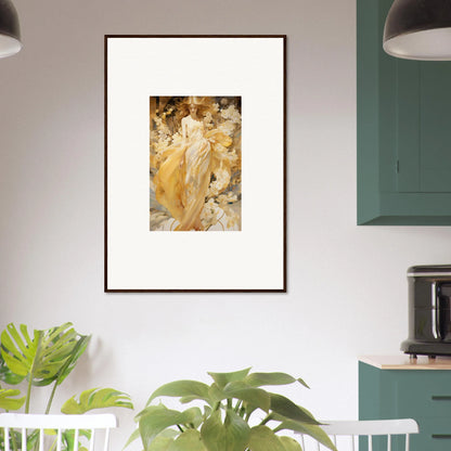 Framed canvas print of a woman in golden robes for petal serenade room decoration