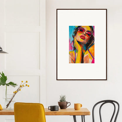 Colorful canvas print of a person in sunglasses for a stylish room decoration