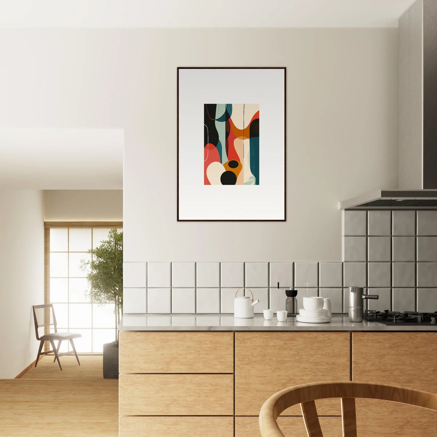 Modern abstract canvas print of Troubadour Aria with geometric shapes for room decoration