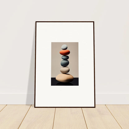 Framed canvas print of balanced colorful stones for Moroccan Dreams Remember room decoration