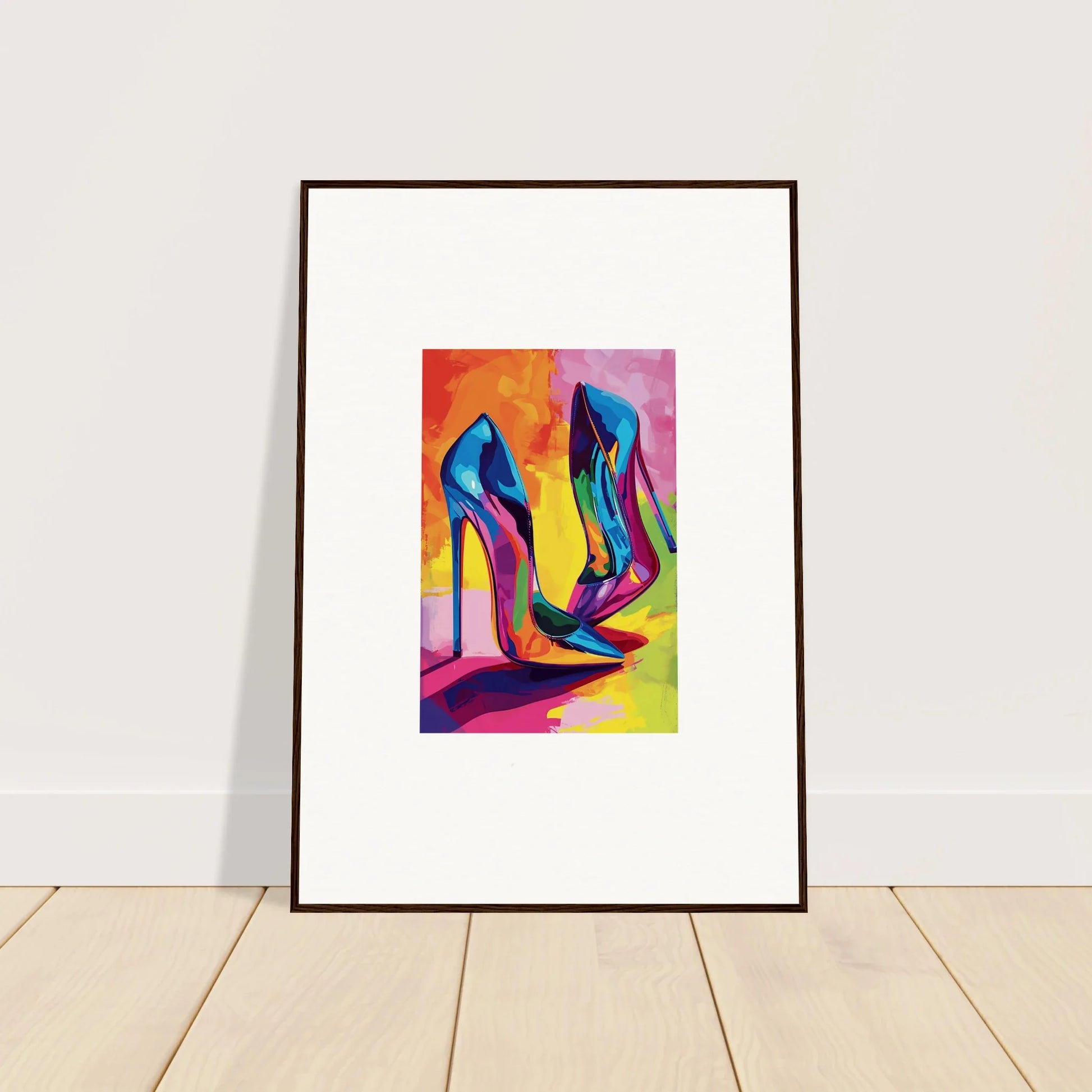 Colorful canvas print of Eclipse Shoes perfect for vibrant room decoration