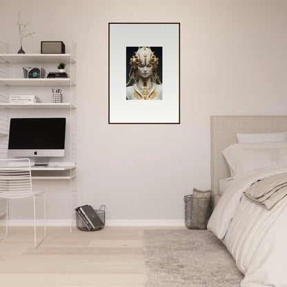 Framed canvas print of a figure in gold jewelry for stylish room decoration