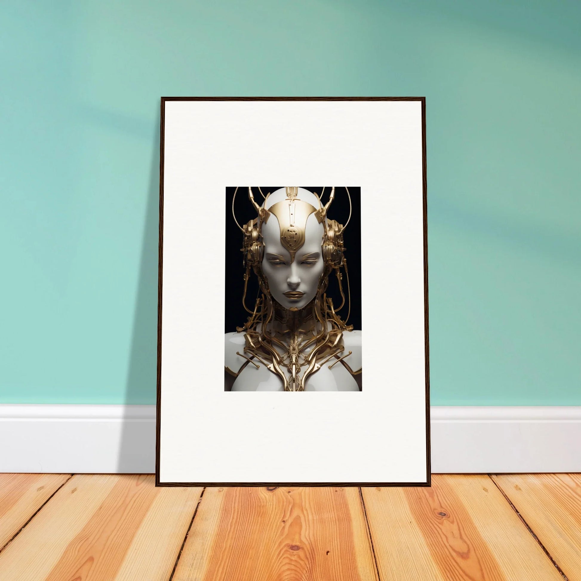 Surreal canvas print of a golden feminine figure, perfect for your monarch dream room decoration