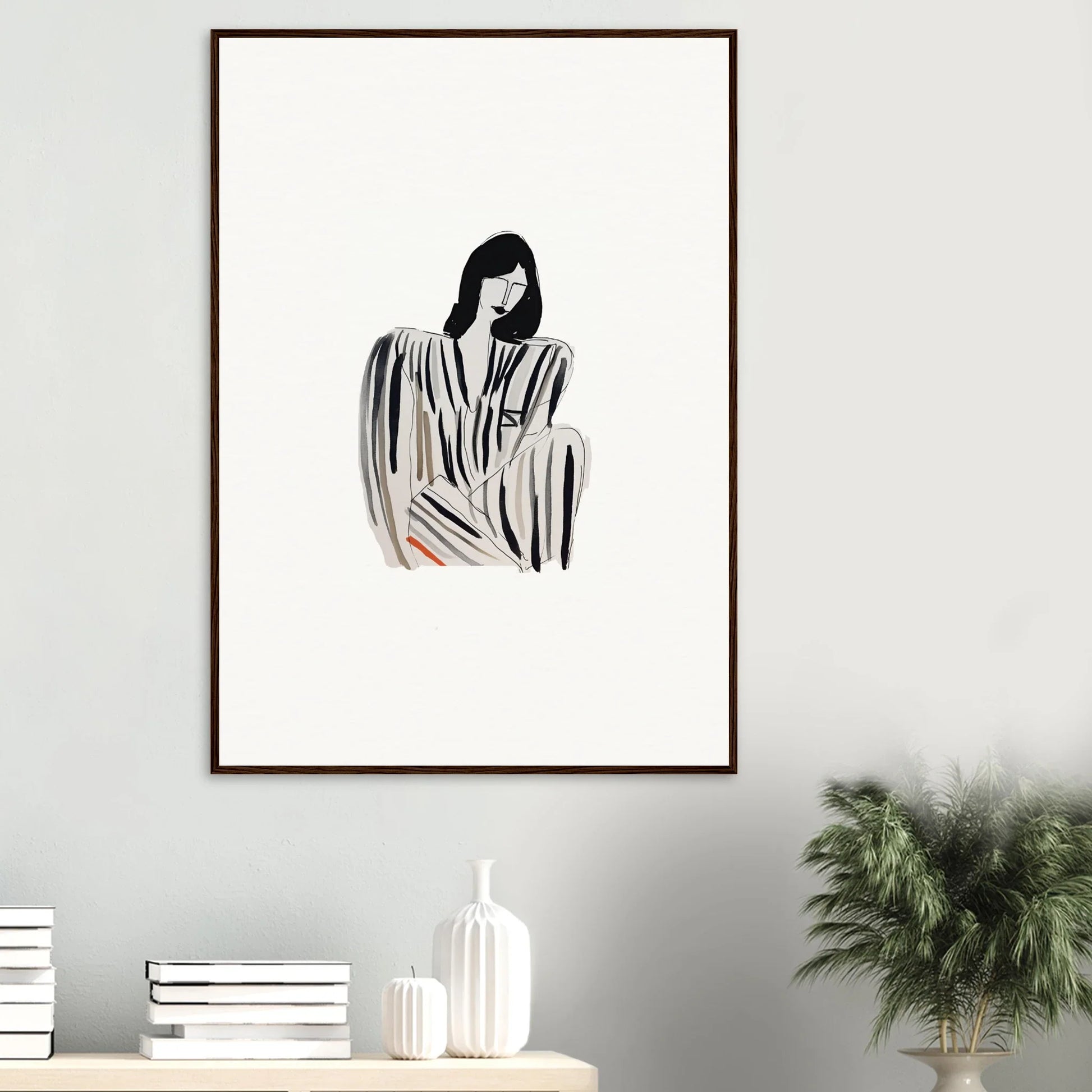 Minimalist black and white woman sketch for stylish whispers formals canvas print