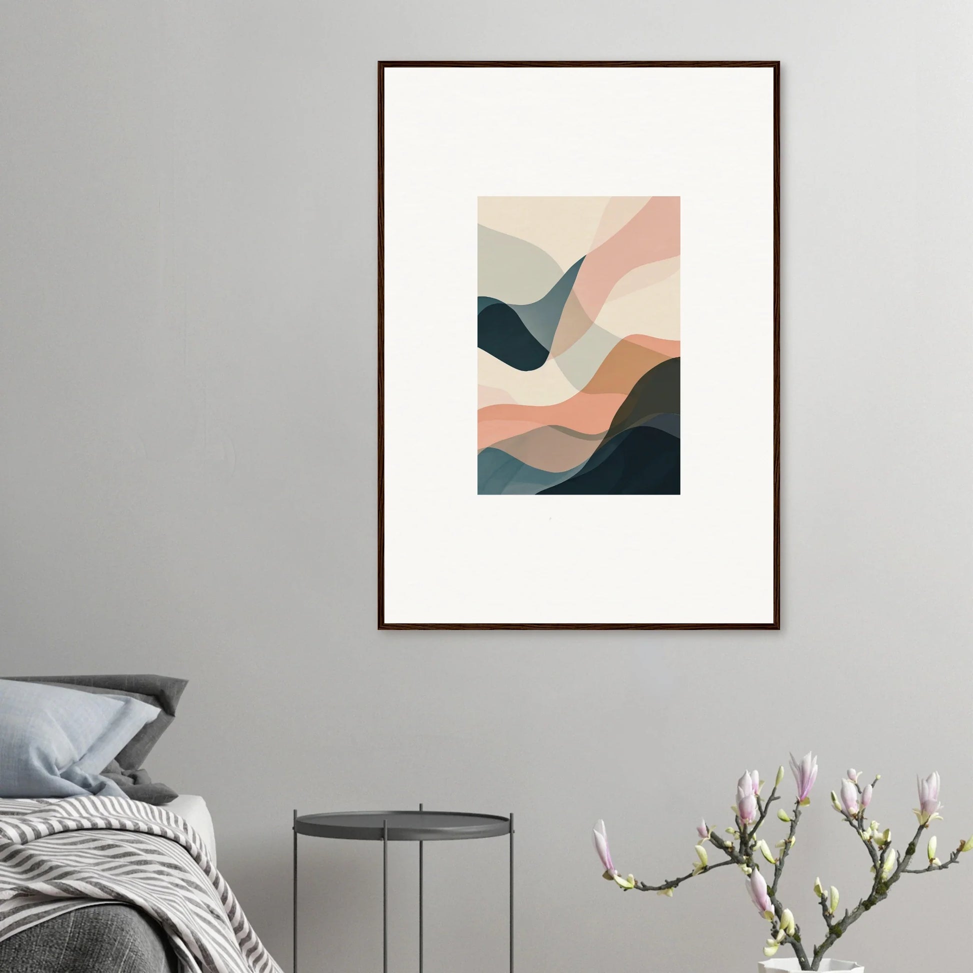 Abstract canvas print of muted pastel and dark tones for stylish room decoration