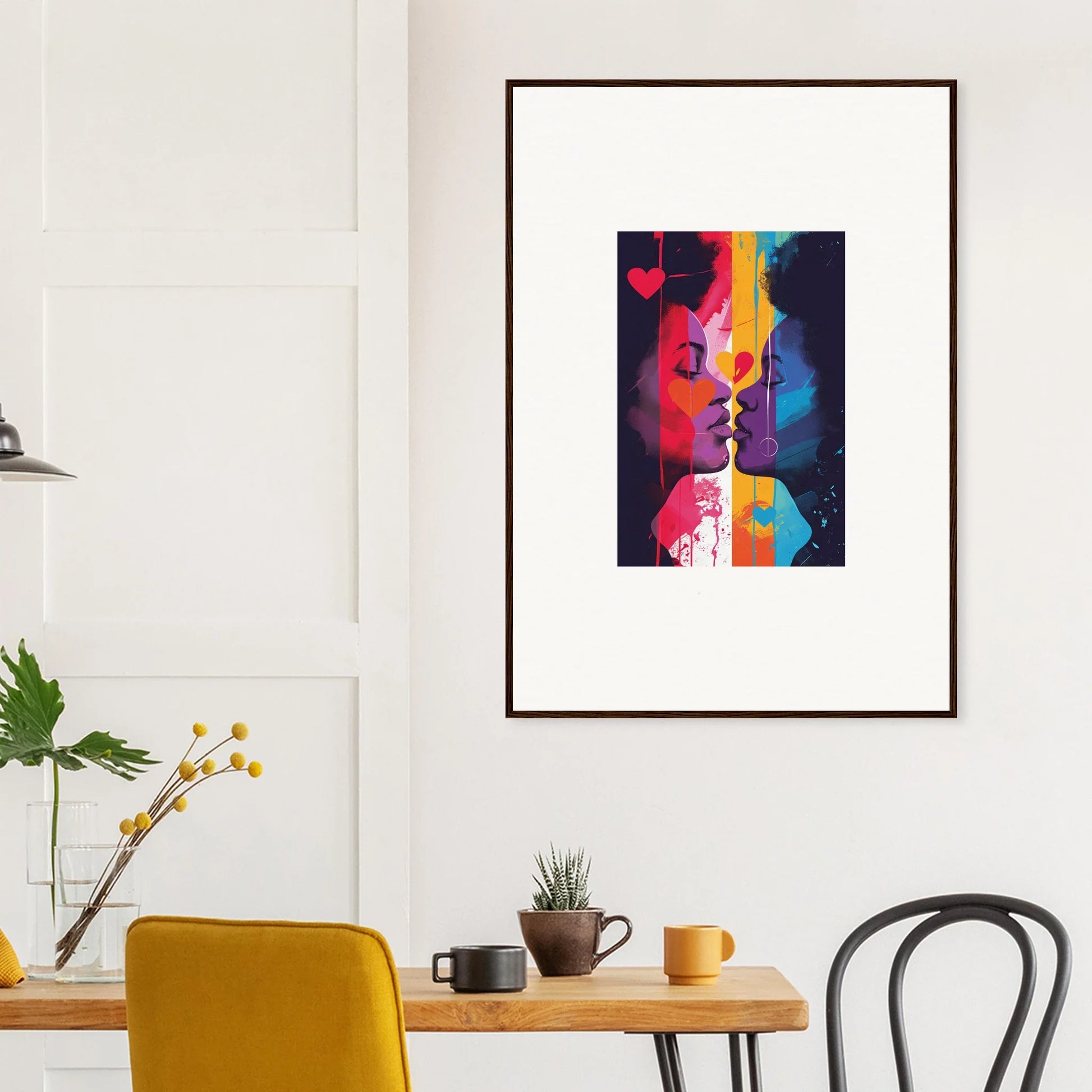 Framed abstract canvas print of Luminous Heartwave Reflection for vibrant room decoration