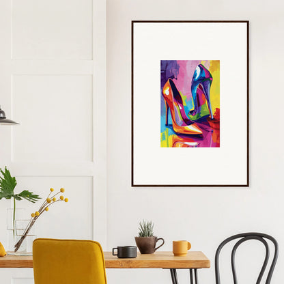 Colorful abstract canvas print of high-heeled shoes for stylish room decoration