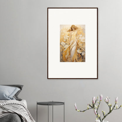 Framed canvas print of a nude figure and whispering petals for cozy room decoration