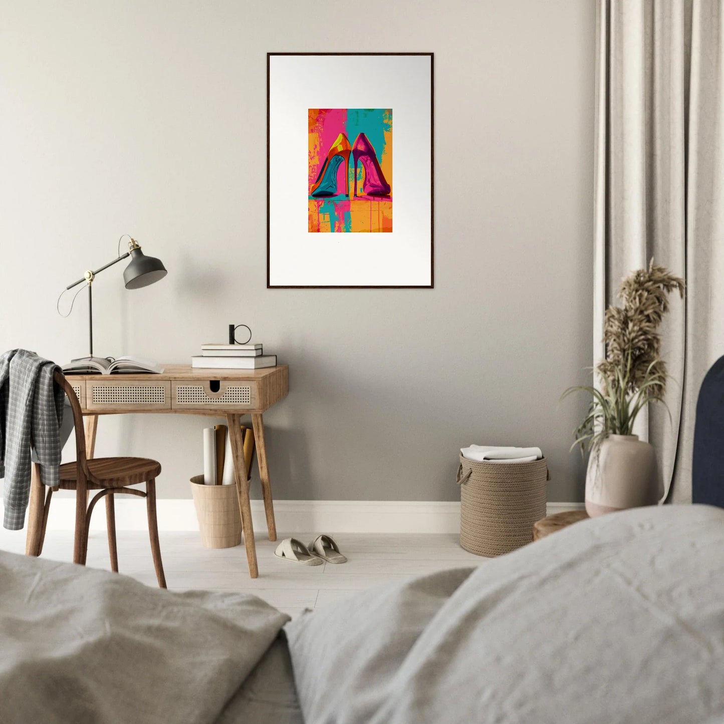 Colorful geometric abstract wall art canvas print for vibrant room decoration