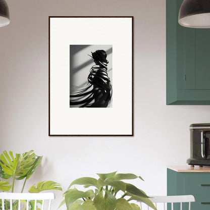 Stylish black and white canvas print of a silhouetted figure for chic room decoration