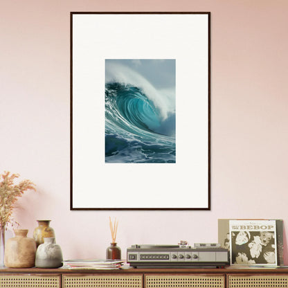 Framed wall art of a curling ocean wave for stunning room decoration in Whispering Oceans