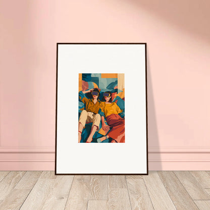 Framed Cosmic Lovers Reve canvas print for vibrant room decoration with colorful figures