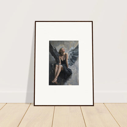 Framed canvas print of Ephemeral Reverie Willkommen with a winged figure for room decoration