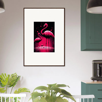 Vibrant pink Flamingos canvas print, perfect for room decoration with feather wanderers theme