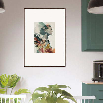 Framed Eclectic Reverie Blossom canvas print with vibrant floral profile art for room decoration