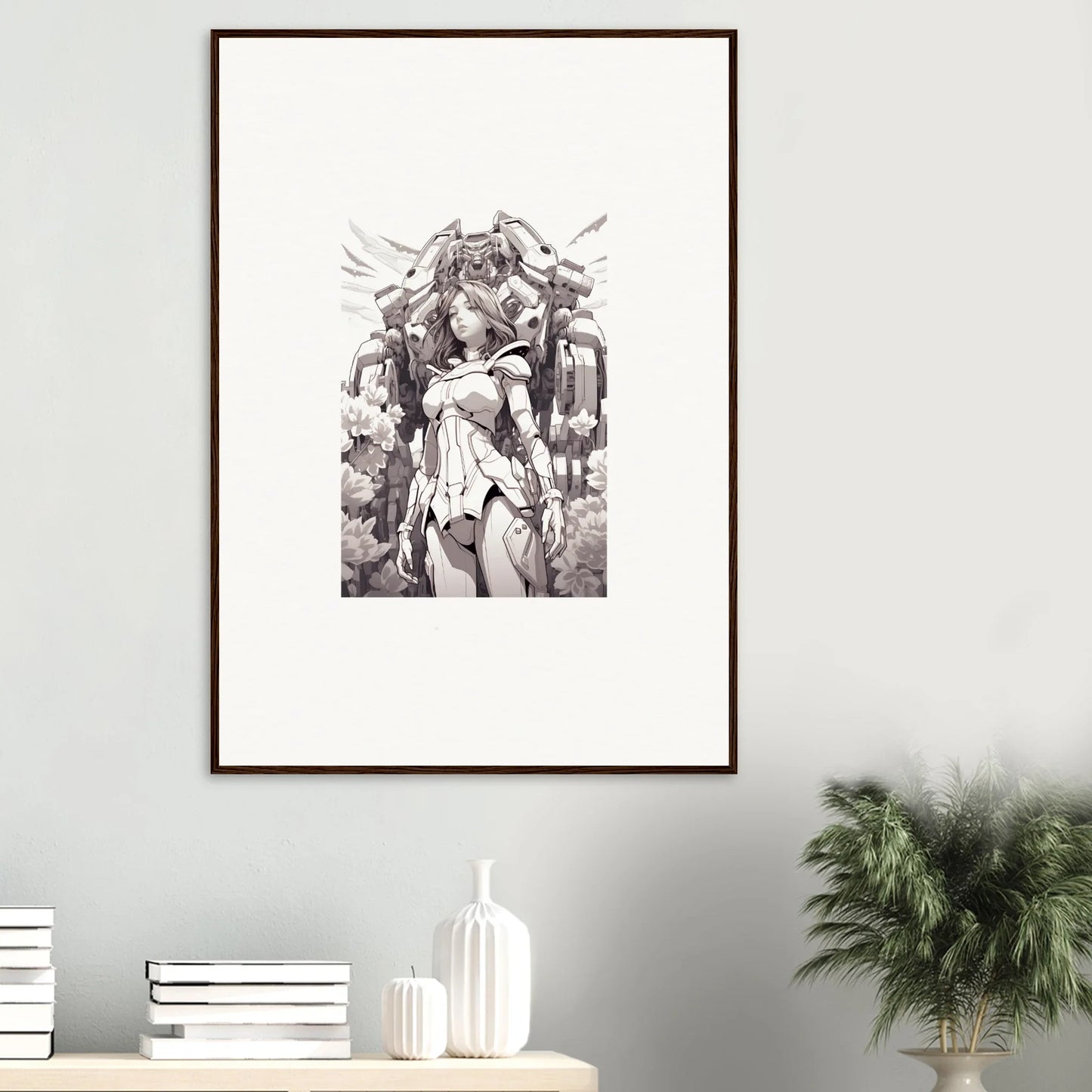 Framed black and white angel artwork, perfect for your Dream Machine room decoration