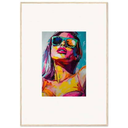 Colorful canvas print of a person in sunglasses for vibrant room decoration