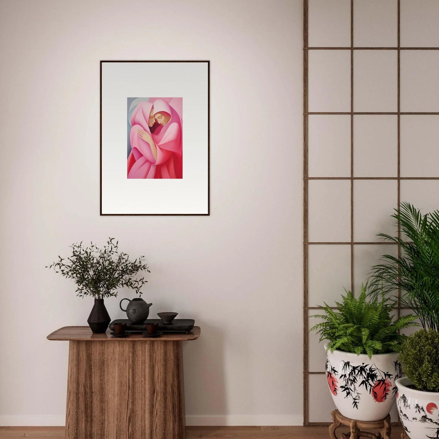 Framed abstract artwork in Glimmer Verse Tapestry for stylish room decoration