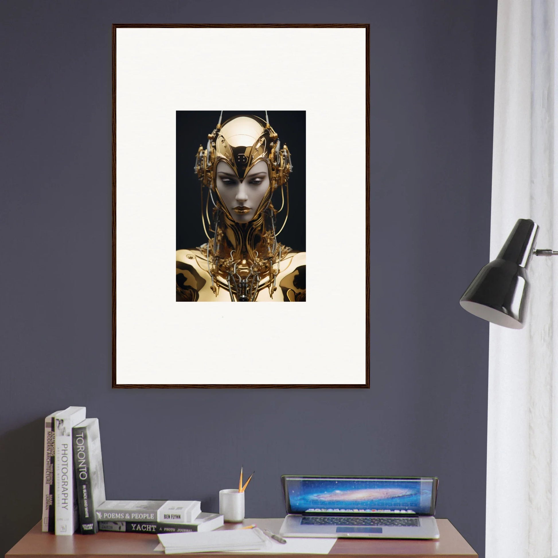 Futuristic canvas print of Harlequin Chirping Inventrix for stylish room decoration