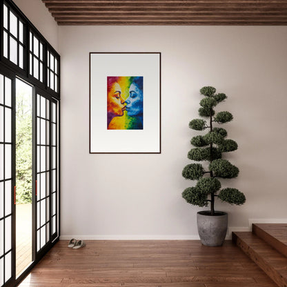 Colorful abstract half-face painting for a vibrant room decoration canvas print