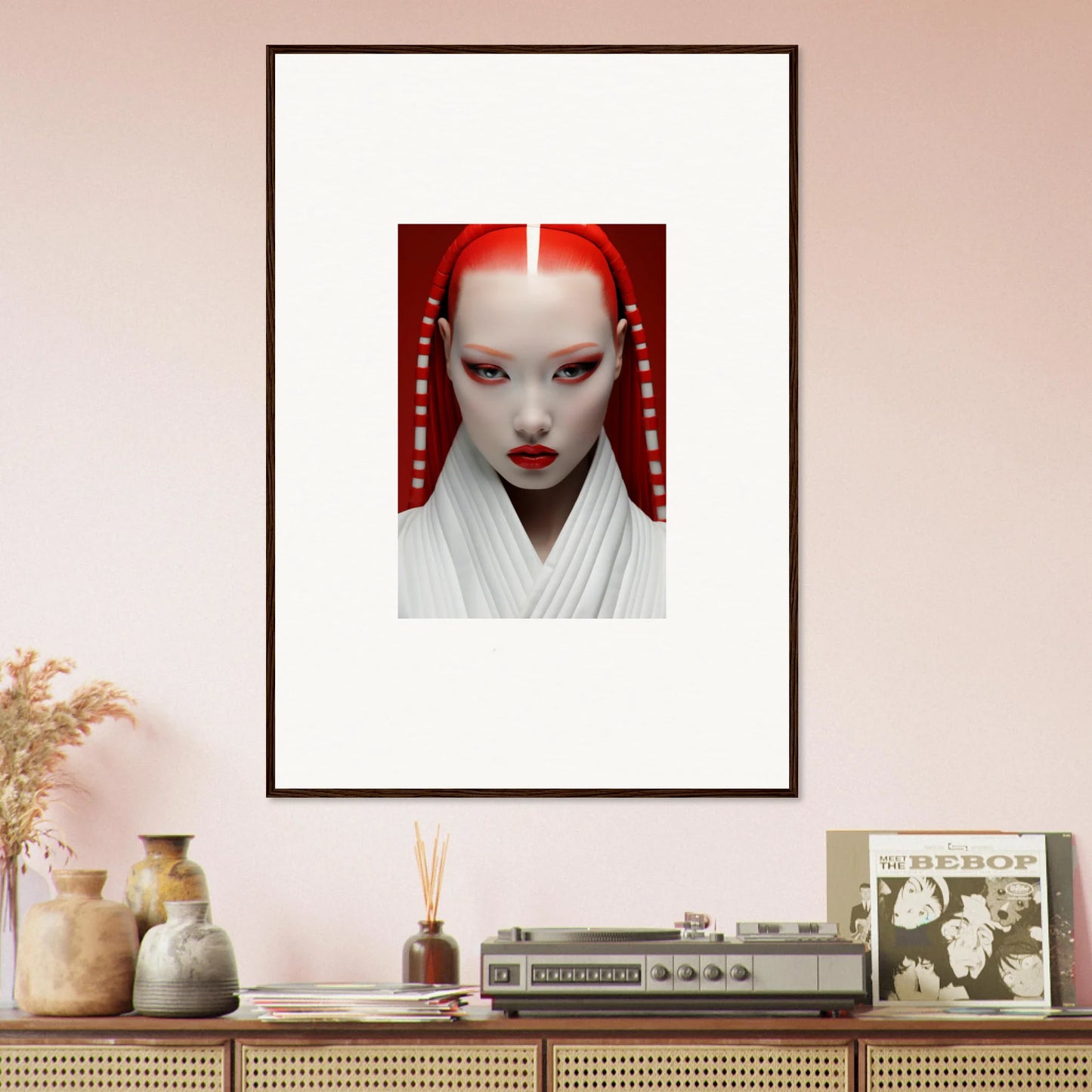 Framed portrait with white skin and red hair, perfect for your Pome Artcard Whisper